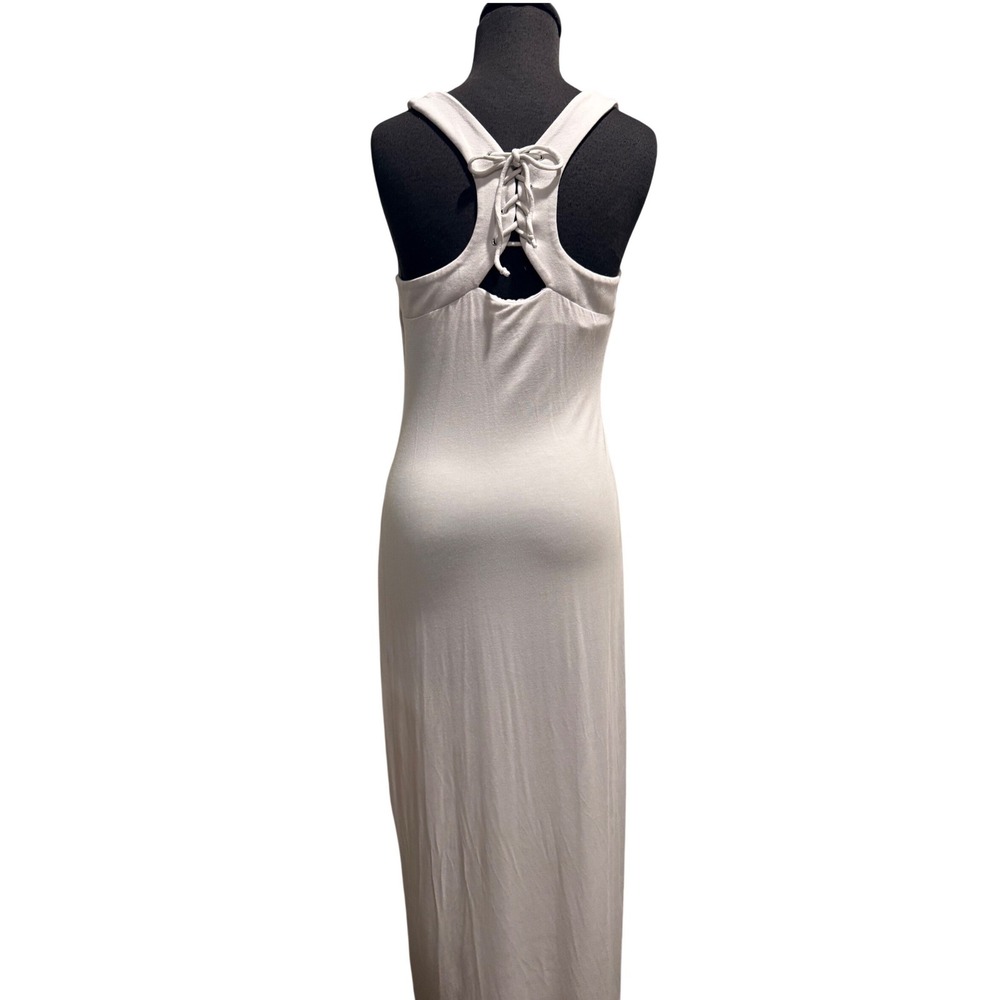 Tart Collections White Lace Up Racerback Maxi Dress Sleeveless Scoop Neck Size M
